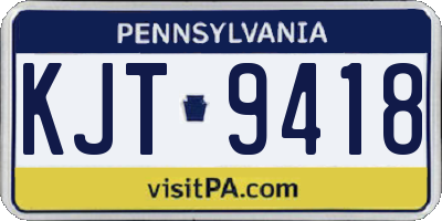 PA license plate KJT9418