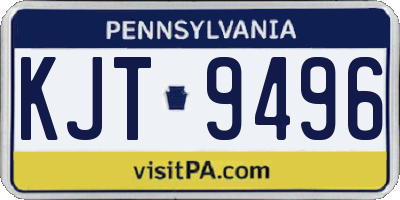 PA license plate KJT9496