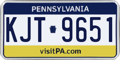 PA license plate KJT9651