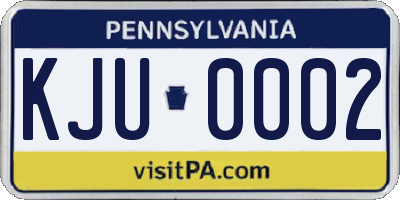 PA license plate KJU0002
