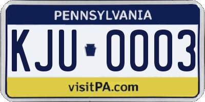 PA license plate KJU0003