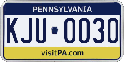 PA license plate KJU0030