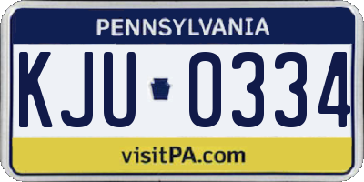 PA license plate KJU0334