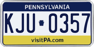 PA license plate KJU0357