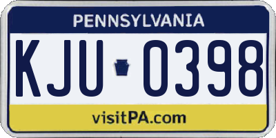 PA license plate KJU0398