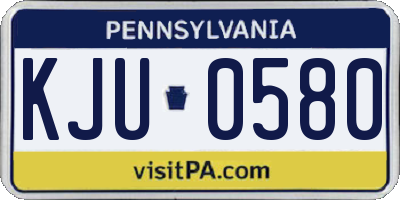 PA license plate KJU0580