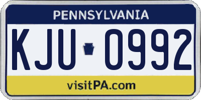 PA license plate KJU0992