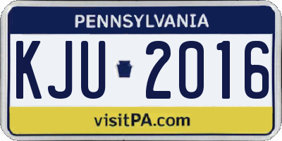 PA license plate KJU2016