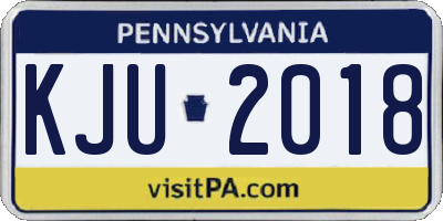 PA license plate KJU2018