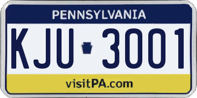 PA license plate KJU3001