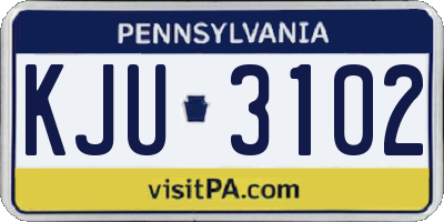 PA license plate KJU3102