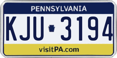 PA license plate KJU3194