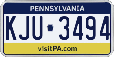 PA license plate KJU3494