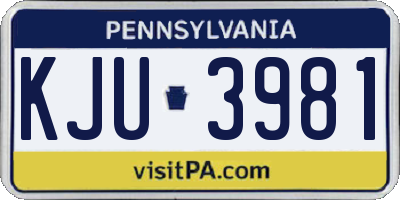 PA license plate KJU3981