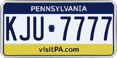 PA license plate KJU7777