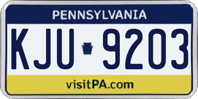 PA license plate KJU9203
