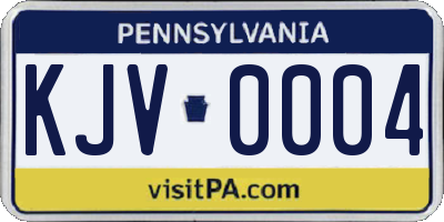 PA license plate KJV0004