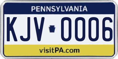 PA license plate KJV0006