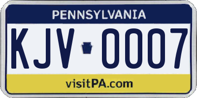 PA license plate KJV0007