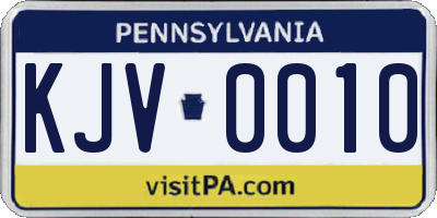 PA license plate KJV0010
