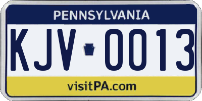 PA license plate KJV0013