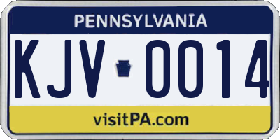 PA license plate KJV0014