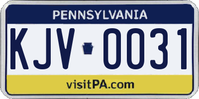 PA license plate KJV0031