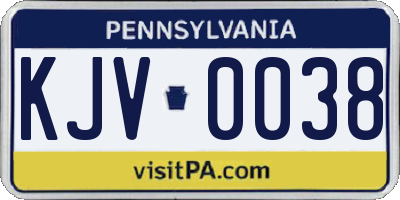 PA license plate KJV0038