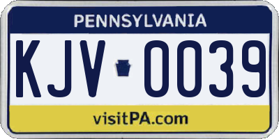 PA license plate KJV0039