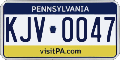 PA license plate KJV0047
