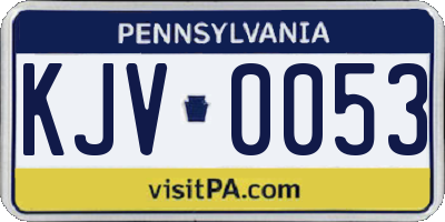 PA license plate KJV0053