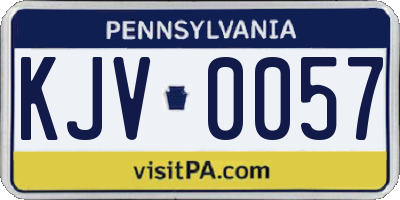PA license plate KJV0057