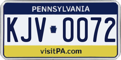 PA license plate KJV0072
