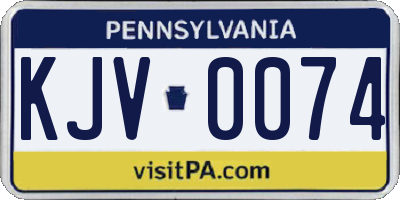 PA license plate KJV0074