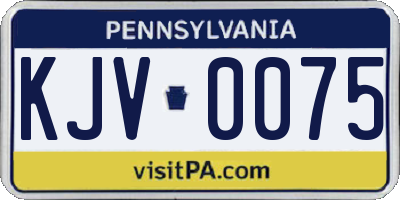 PA license plate KJV0075