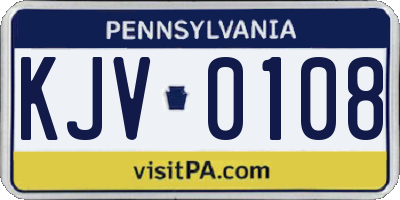 PA license plate KJV0108