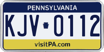 PA license plate KJV0112