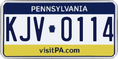 PA license plate KJV0114