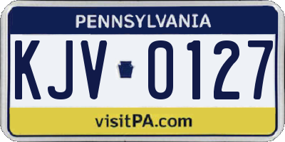 PA license plate KJV0127