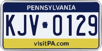 PA license plate KJV0129