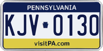 PA license plate KJV0130