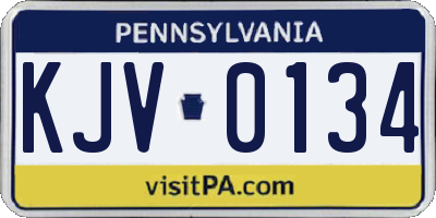 PA license plate KJV0134