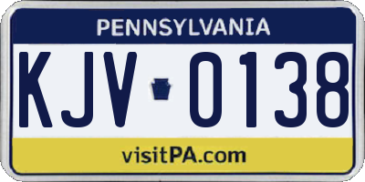 PA license plate KJV0138