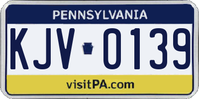 PA license plate KJV0139