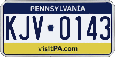 PA license plate KJV0143