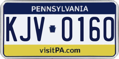 PA license plate KJV0160