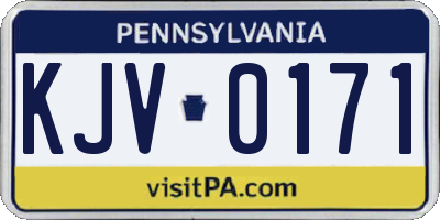 PA license plate KJV0171