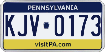 PA license plate KJV0173