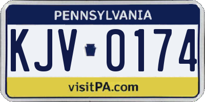 PA license plate KJV0174
