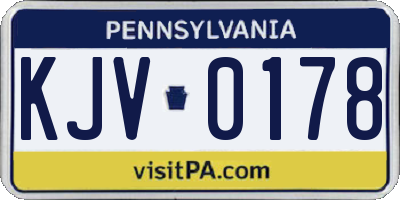 PA license plate KJV0178